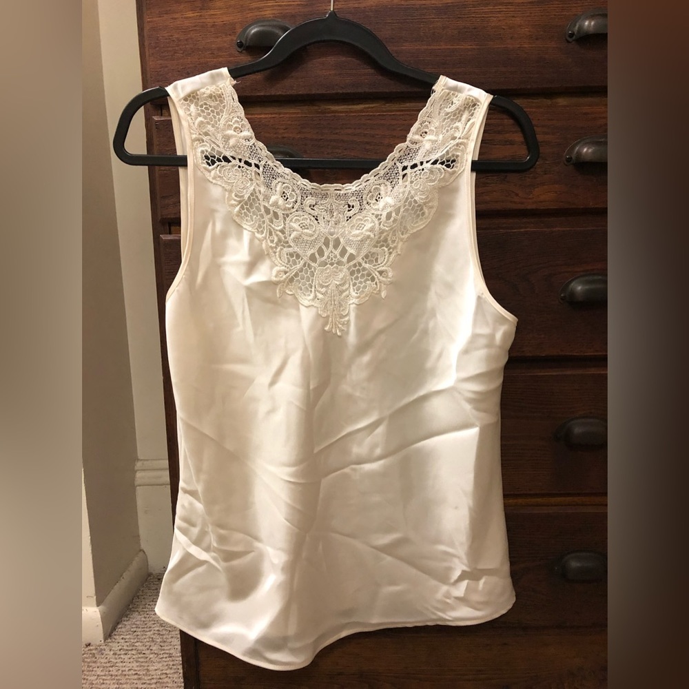 Vintage lingerie tank top with lace crochet detail